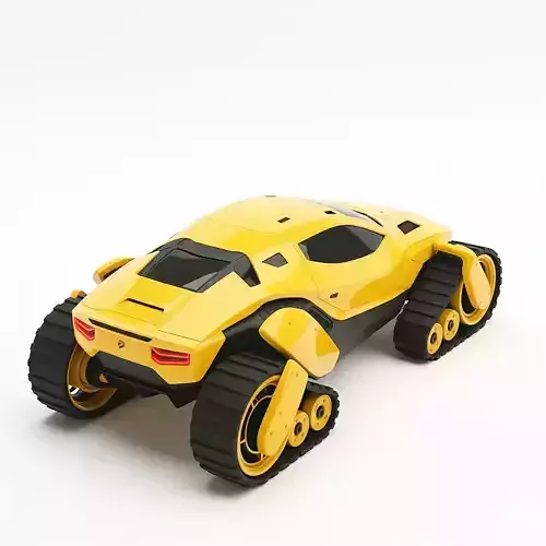 Futuristic Tracked All Terrain Vehicle Low-poly 3D model 7