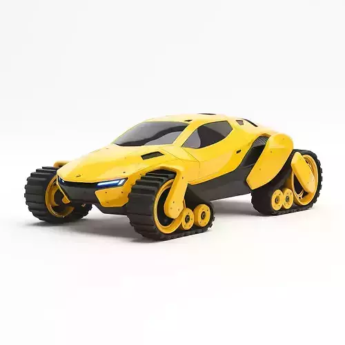 Futuristic Tracked All Terrain Vehicle Low-poly 3D model 2