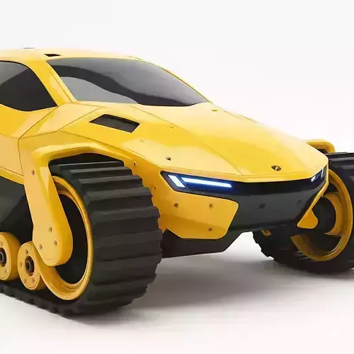 Futuristic Tracked All Terrain Vehicle Low-poly 3D model 3