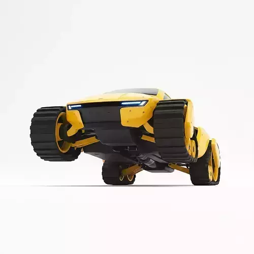 Futuristic Tracked All Terrain Vehicle Low-poly 3D model 4