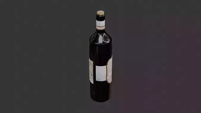 Corked wine bottle with decorative label