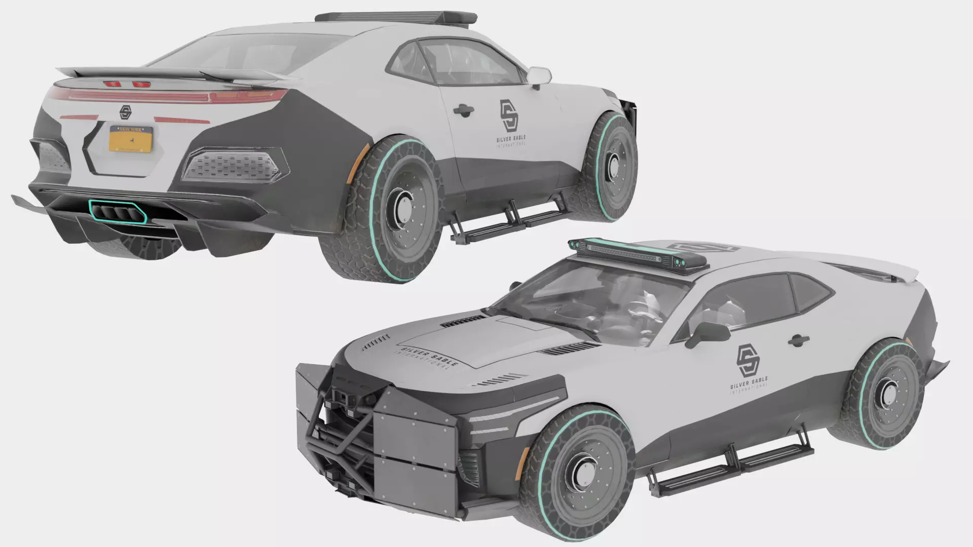 Sci Fi Police Car Rigged 3D Model Futuristic Vehicle 3D model_0