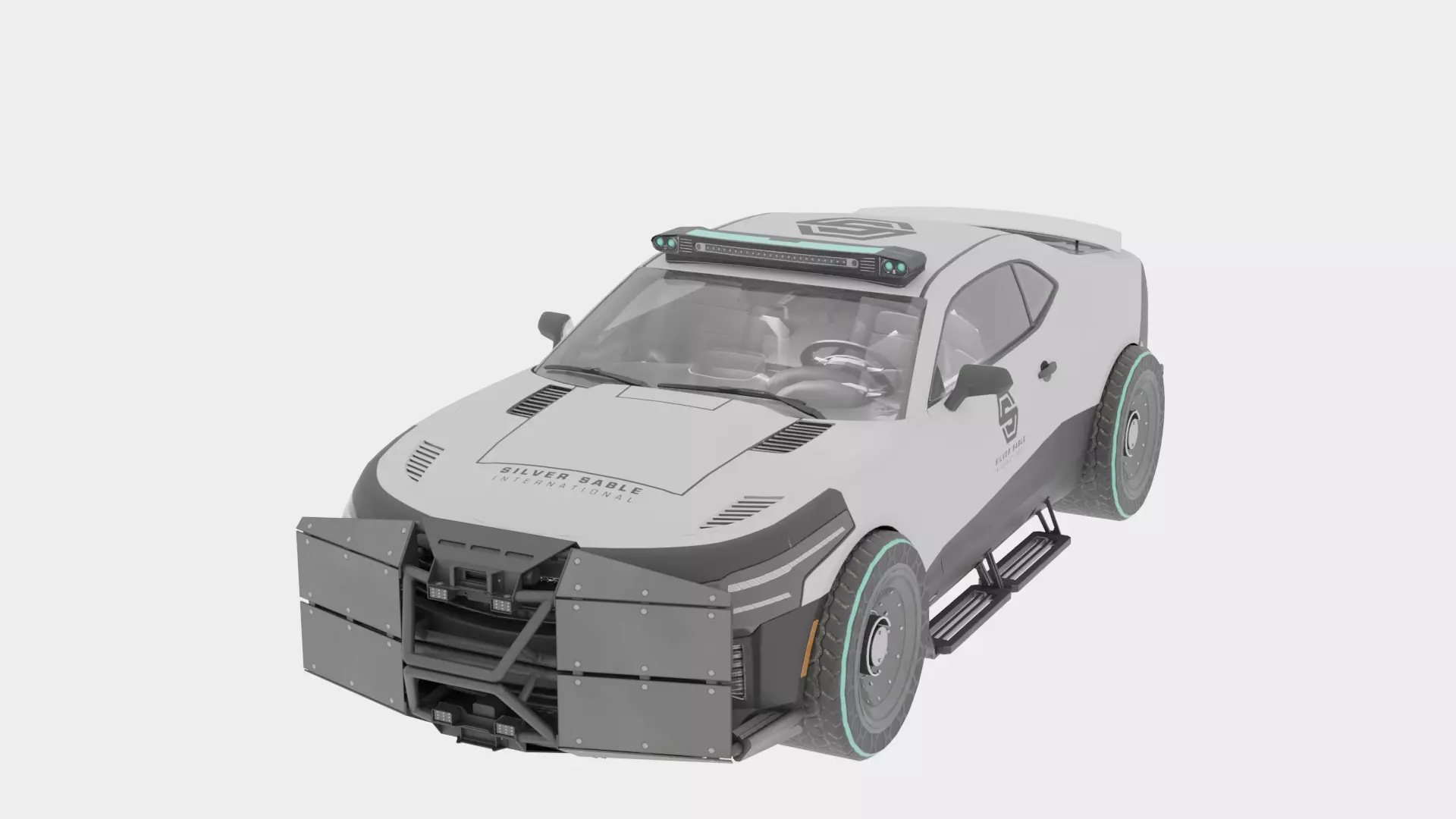 Sci Fi Police Car Rigged 3D Model Futuristic Vehicle 3D model_2