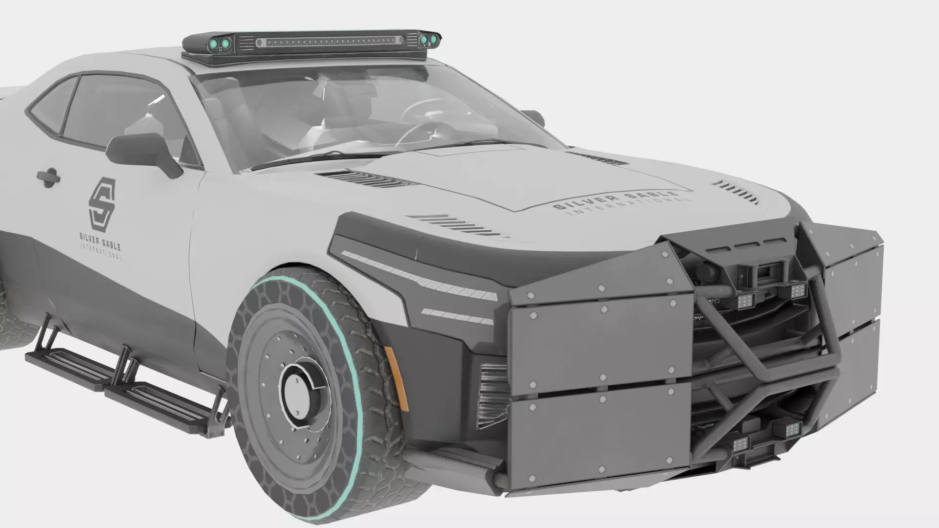Sci Fi Police Car Rigged 3D Model Futuristic Vehicle 3D model_9