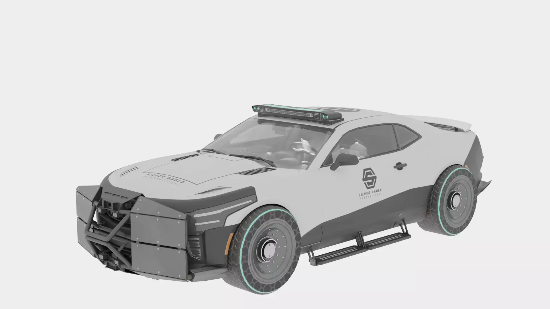 Sci Fi Police Car Rigged 3D Model Futuristic Vehicle 3D model_1