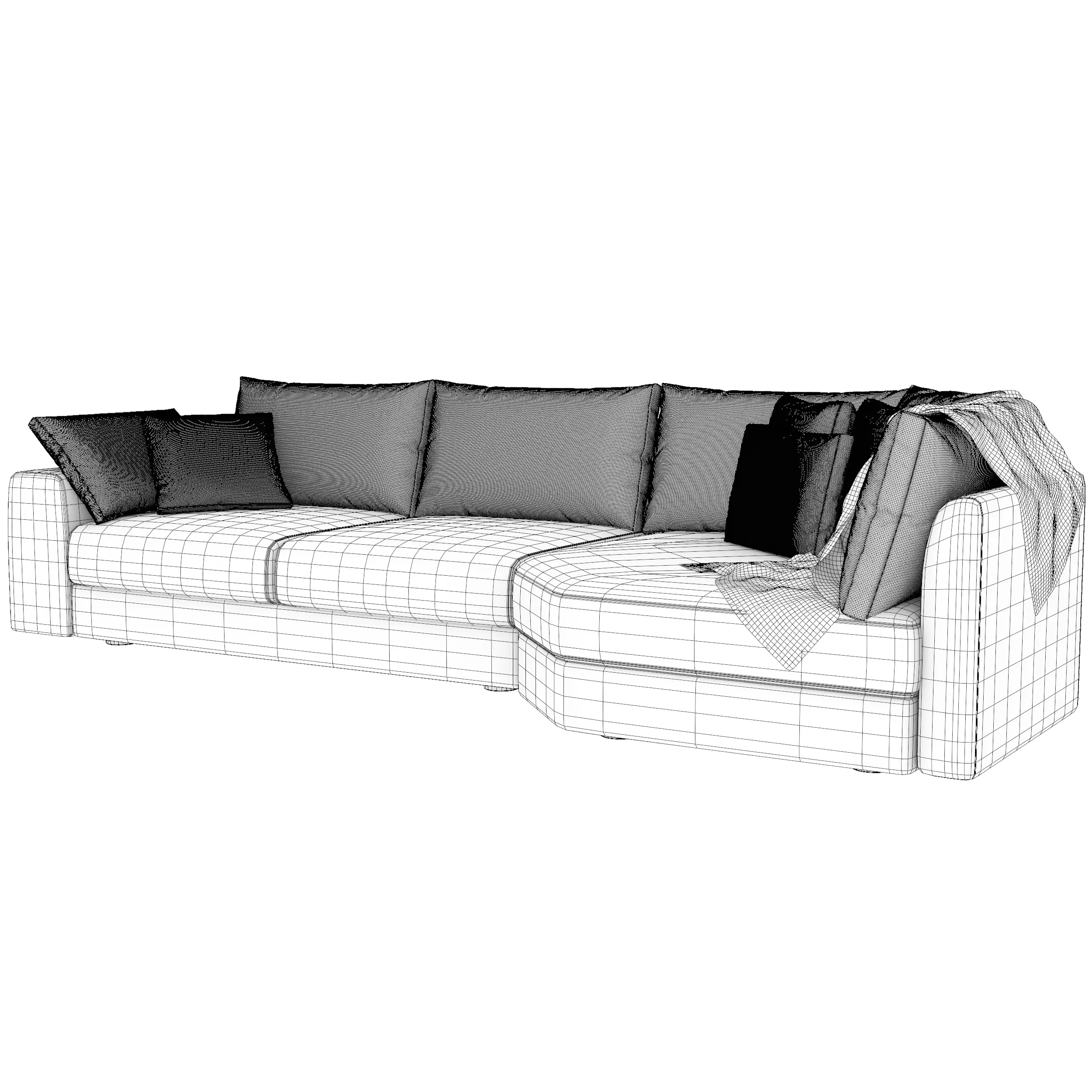 Modern corner sofa 3D model_5
