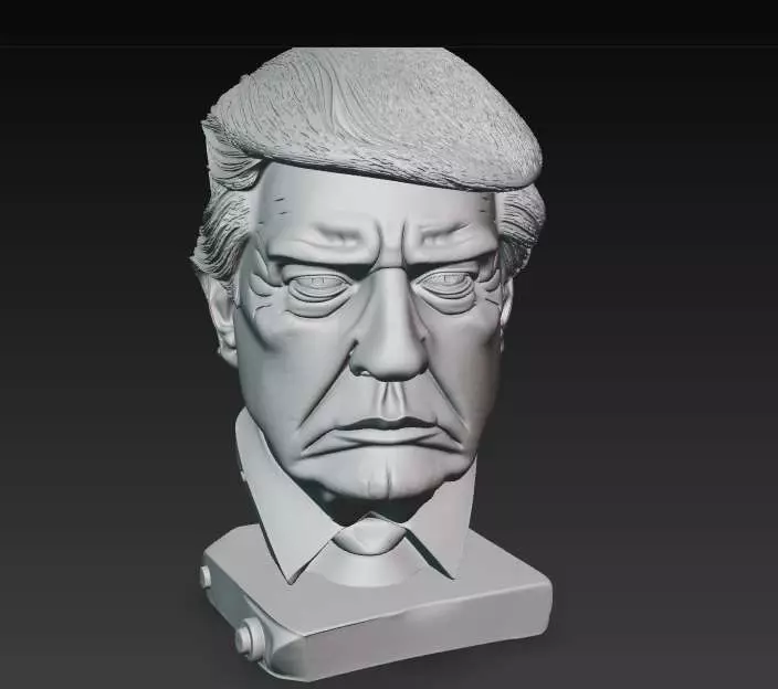 Donald Trump Bust Master Carving from Dark Walnut Capturing 3D print model_3