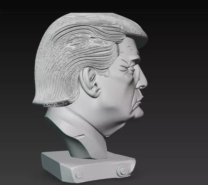 Donald Trump Bust Master Carving from Dark Walnut Capturing 3D print model_10