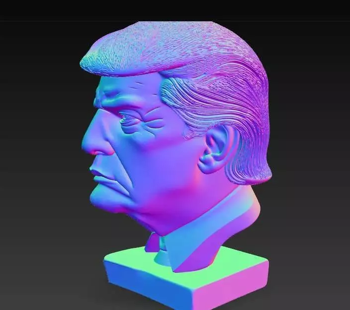 Donald Trump Bust Master Carving from Dark Walnut Capturing 3D print model_5