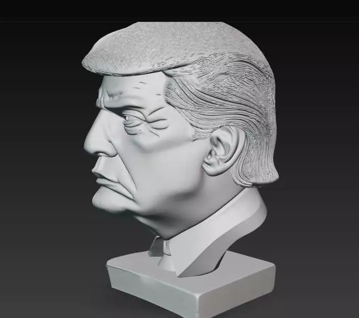 Donald Trump Bust Master Carving from Dark Walnut Capturing 3D print model_7