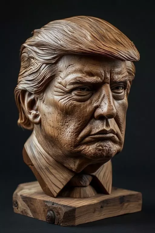 Donald Trump Bust Master Carving from Dark Walnut Capturing 3D print model_0