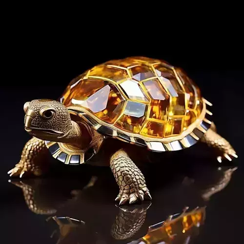 Luxury Amber Turtle 3D Model Gold Frame Faceted Shell