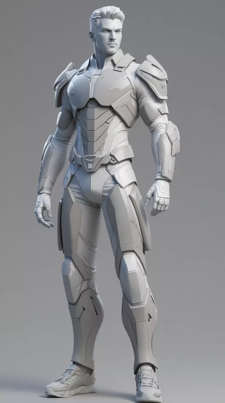 Futuristic Soldier Suit 3D Model White Armor Sci-Fi Design Low-poly 3D model_11