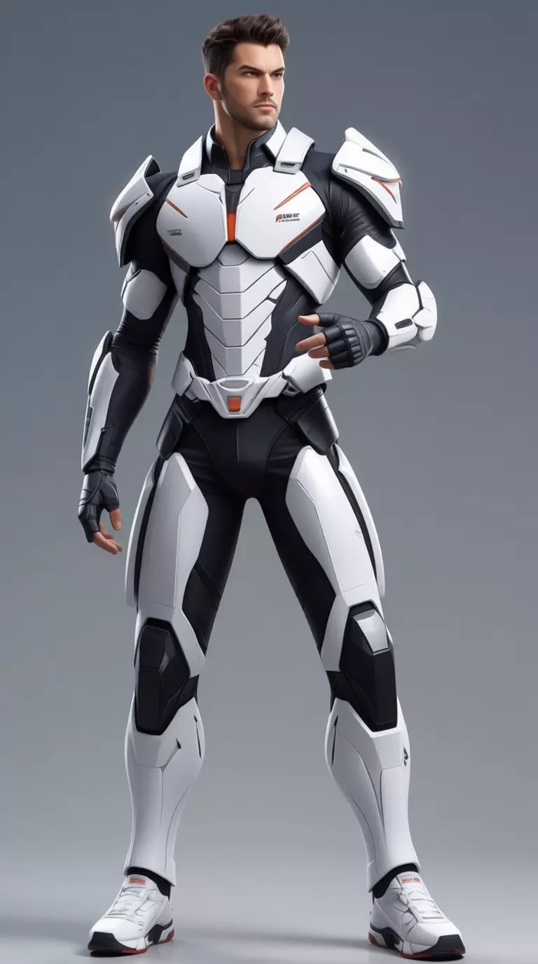 Futuristic Soldier Suit 3D Model White Armor Sci-Fi Design Low-poly 3D model_10