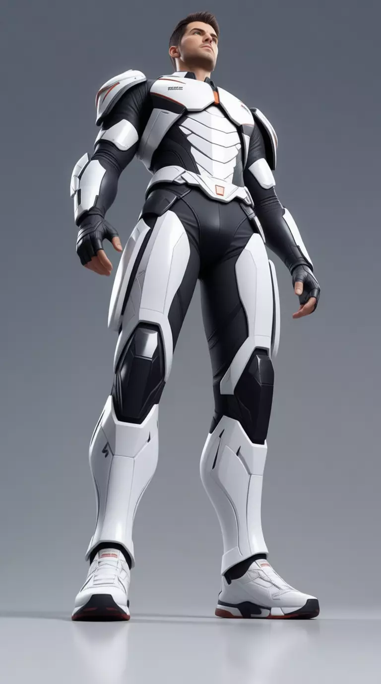 Futuristic Soldier Suit 3D Model White Armor Sci-Fi Design Low-poly 3D model_2