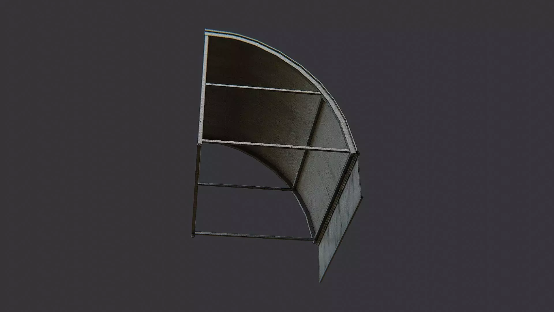 Blue Curved Awning Cloth for Facades Low-poly 3D model_5