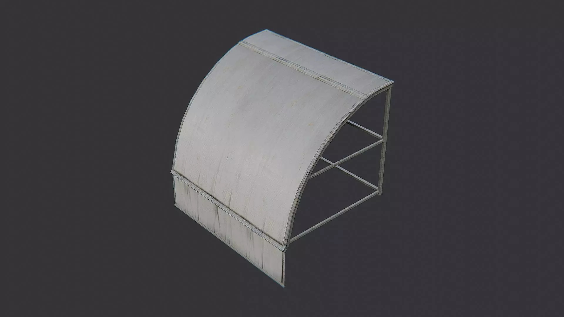 Blue Curved Awning Cloth for Facades Low-poly 3D model_3