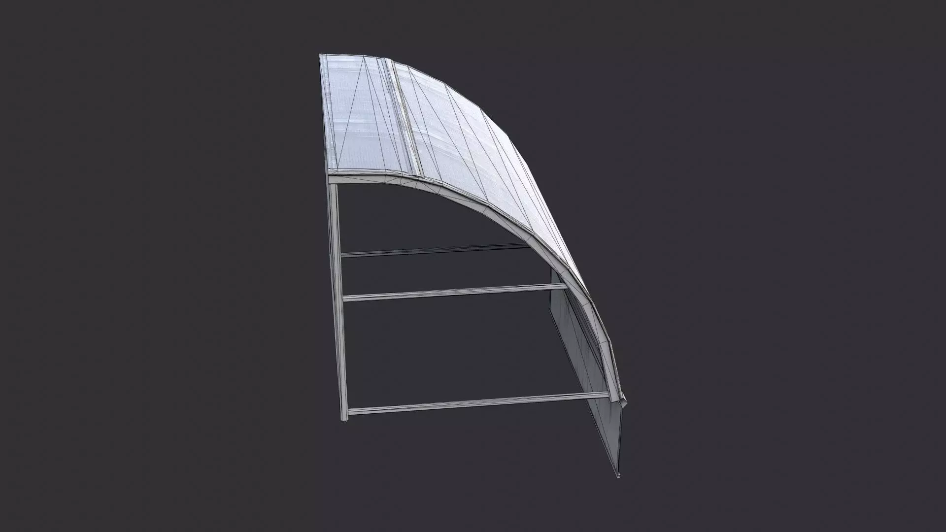 Blue Curved Awning Cloth for Facades Low-poly 3D model_7