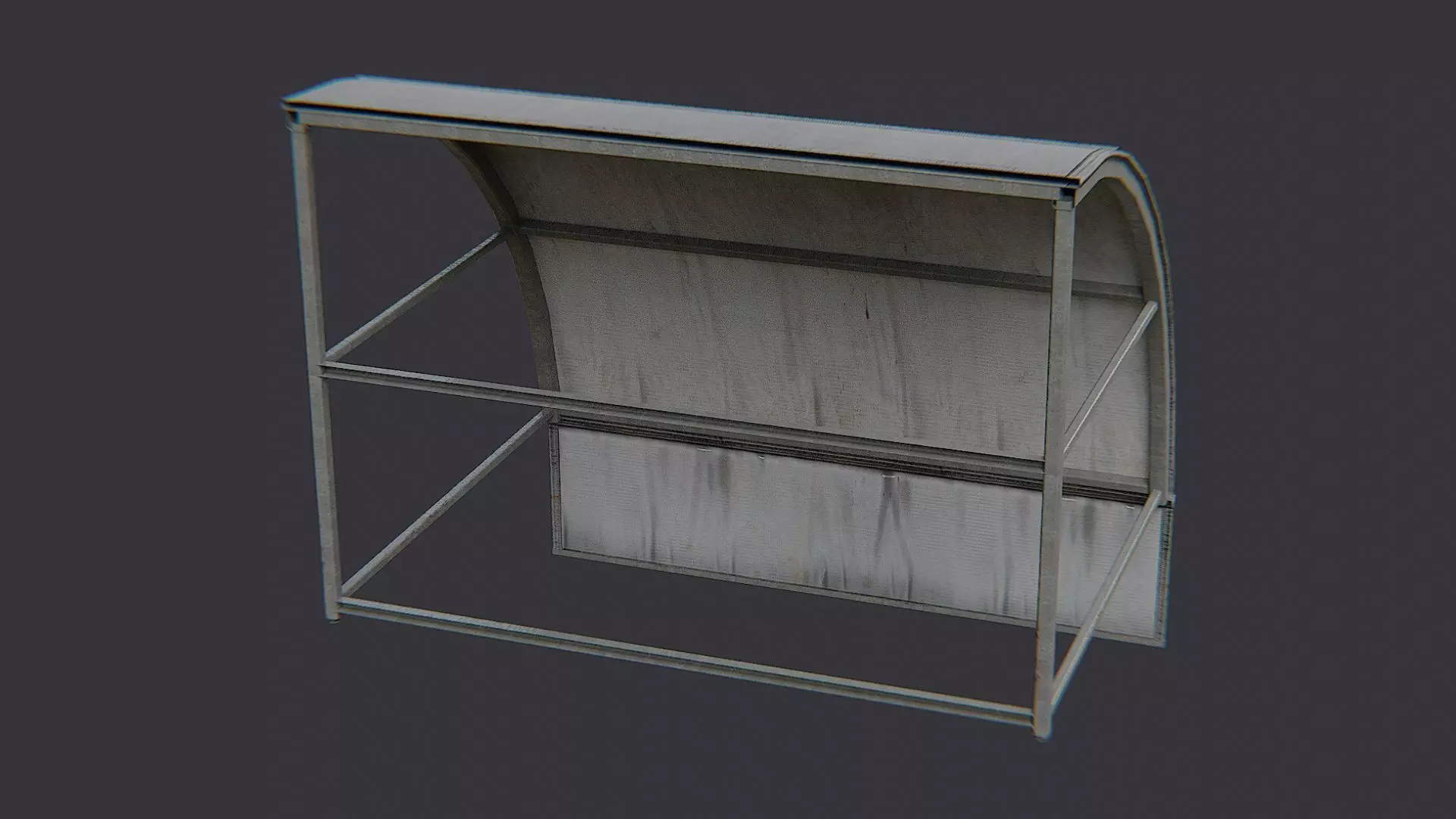 Blue Curved Awning Cloth for Facades Low-poly 3D model_1