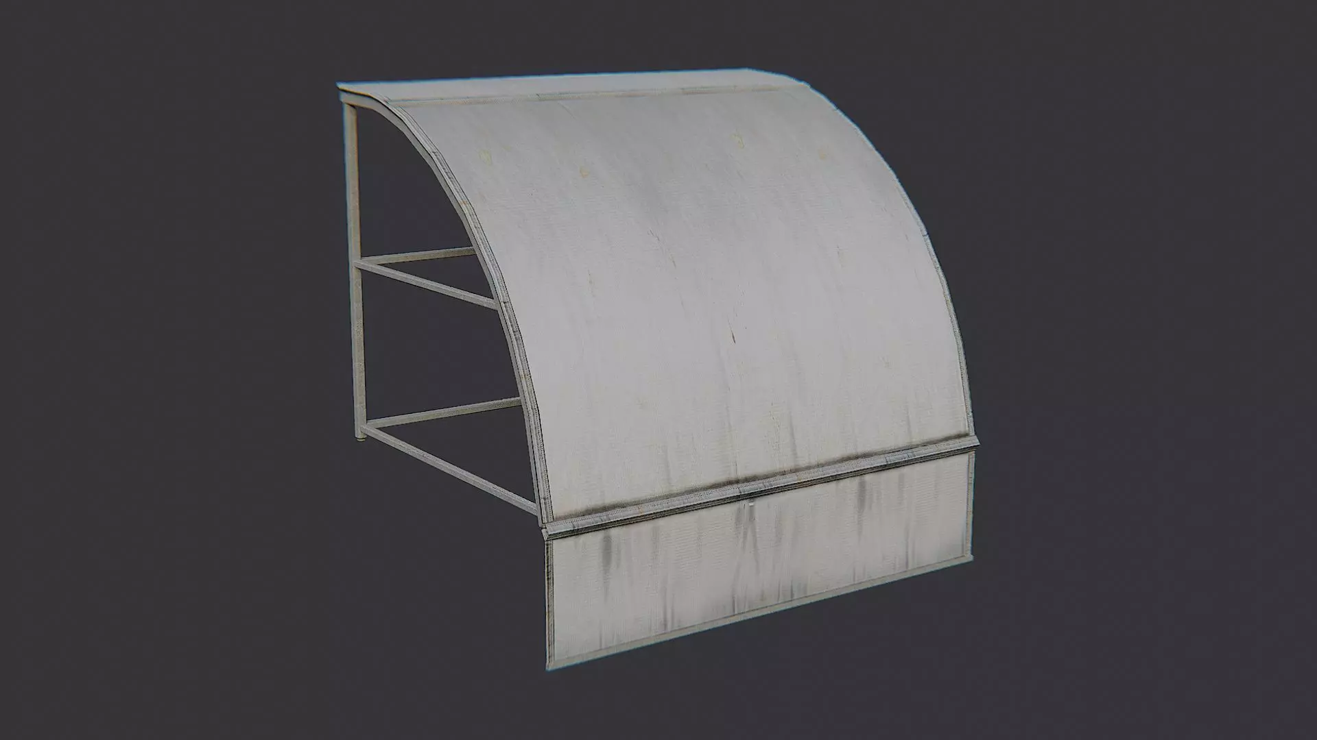 Blue Curved Awning Cloth for Facades Low-poly 3D model_2