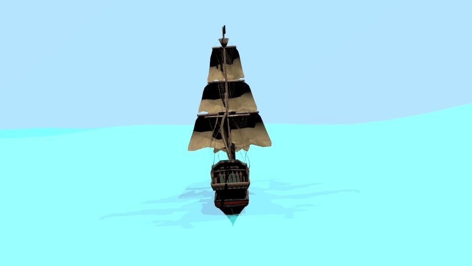 Pirate ship The Walrus Low-poly 3D model_8