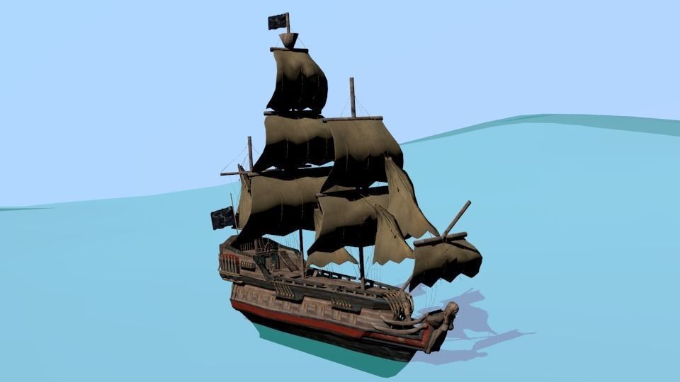 Pirate ship The Walrus Low-poly 3D model_1