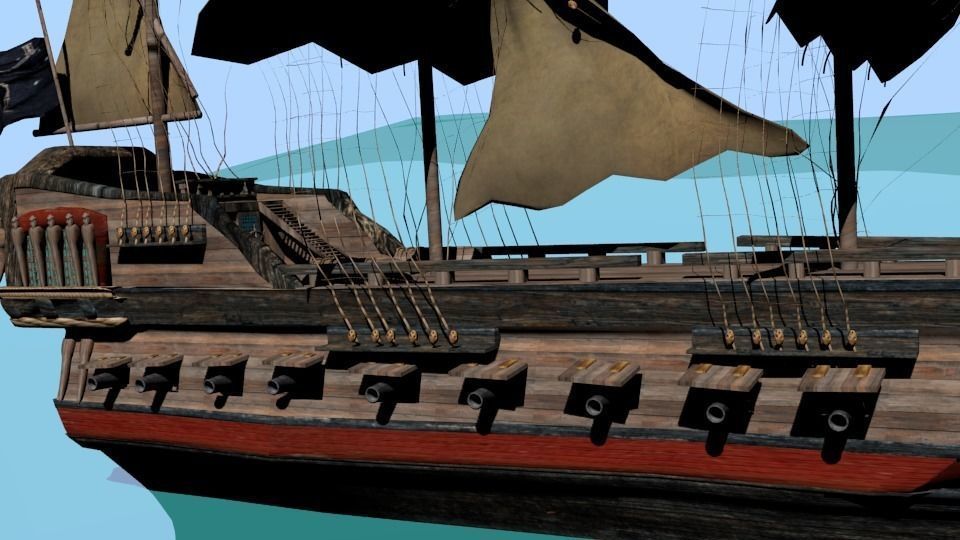 Pirate ship The Walrus Low-poly 3D model_3