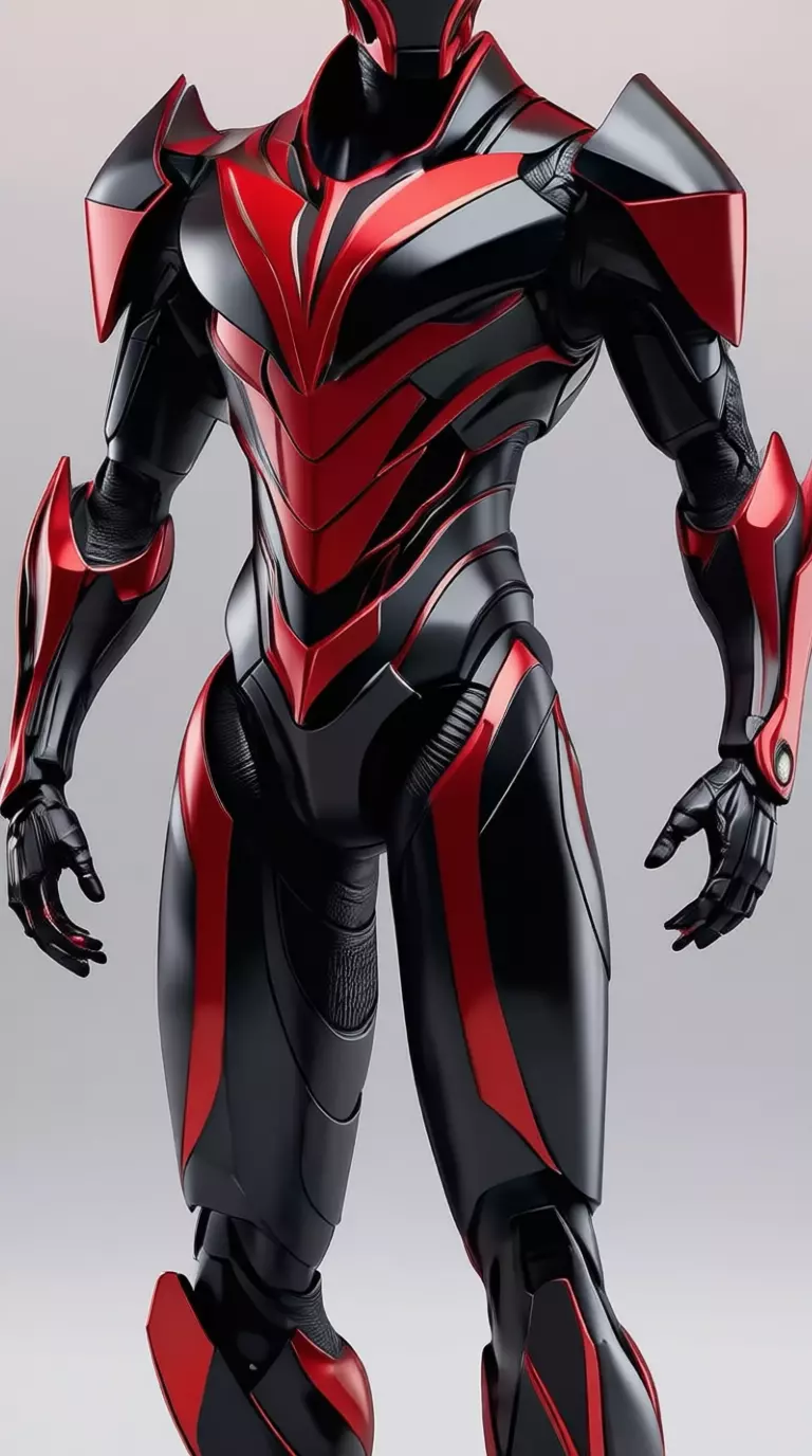 Red Black Armor Suit 3D Model Glowing Eyes Sci-Fi Design Low-poly 3D model_8