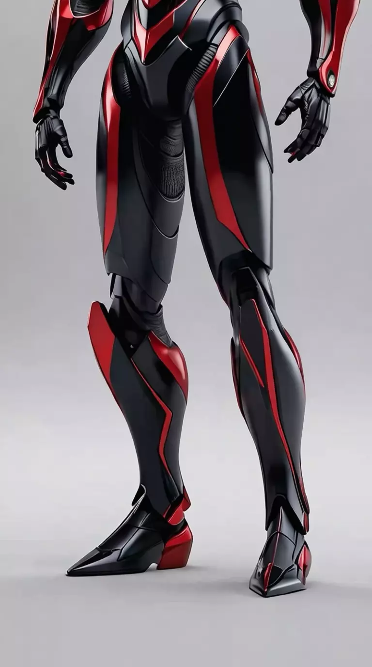 Red Black Armor Suit 3D Model Glowing Eyes Sci-Fi Design Low-poly 3D model_7