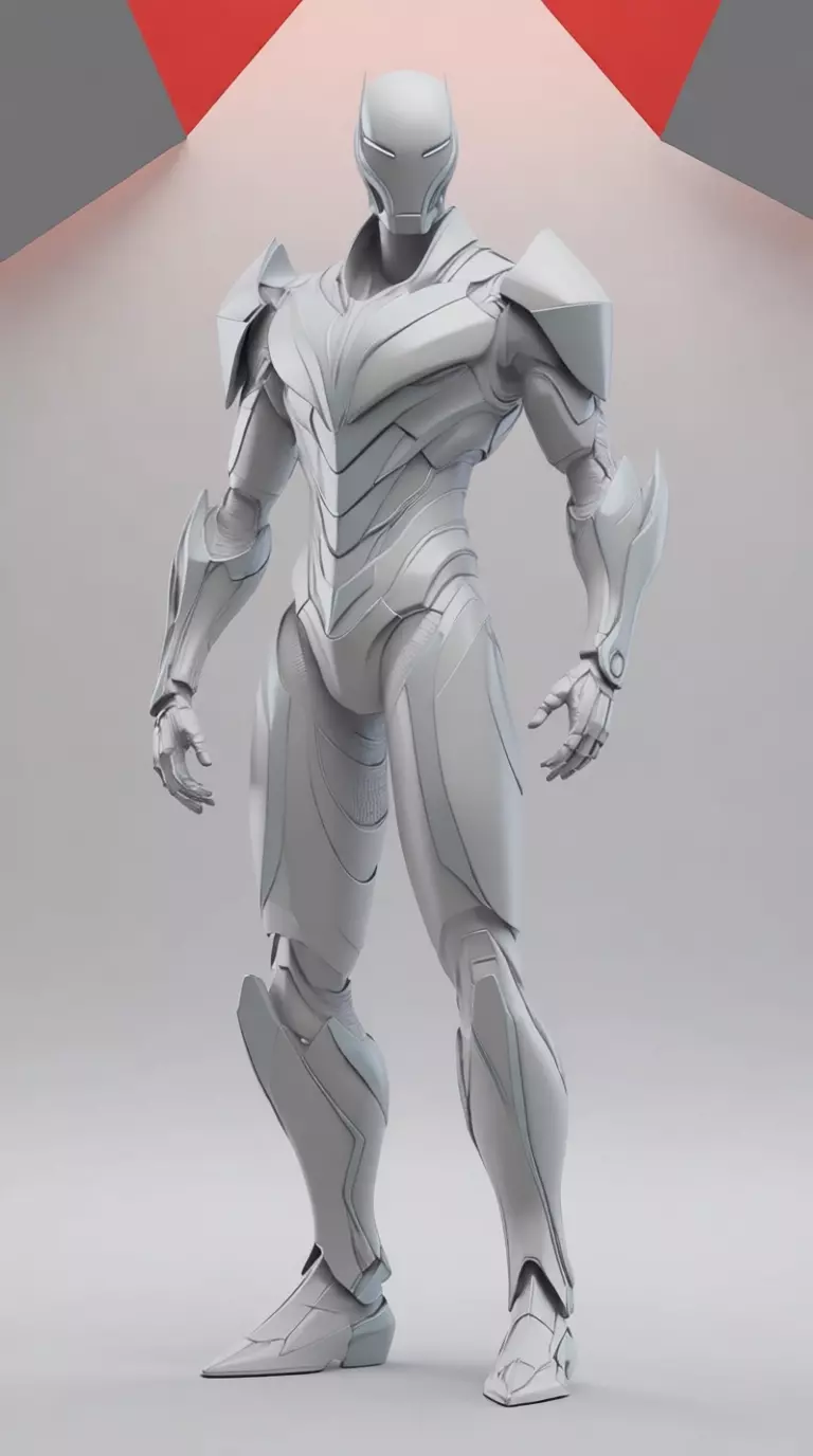 Red Black Armor Suit 3D Model Glowing Eyes Sci-Fi Design Low-poly 3D model_9