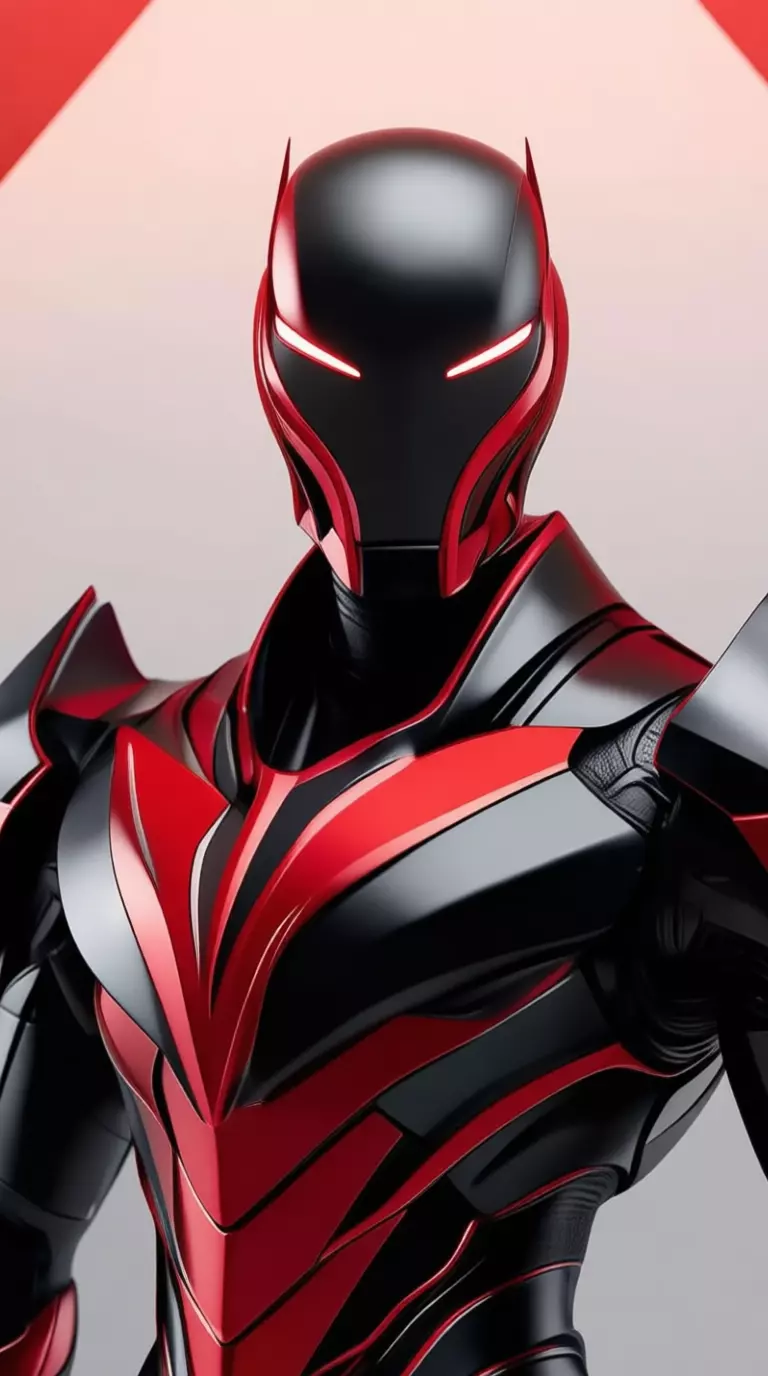 Red Black Armor Suit 3D Model Glowing Eyes Sci-Fi Design Low-poly 3D model_6