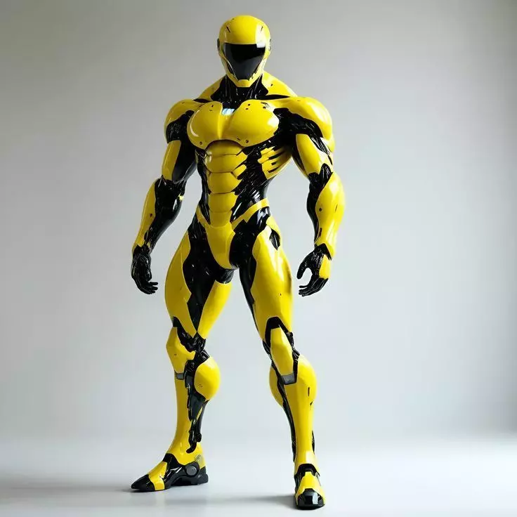 Yellow Muscle Suit 3D Model LowPoly Black Armor Sci-Fi Design Low-poly 3D model_0