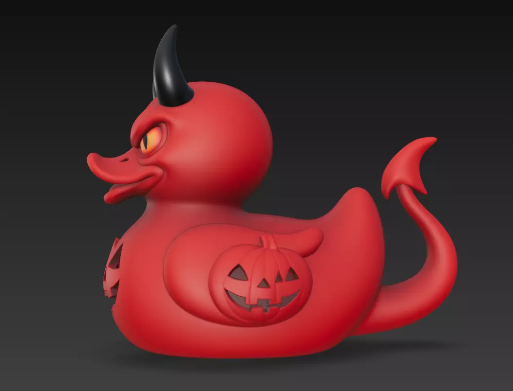 Devil Duck - Halloween Demon Edition 3D Model 3D print model_3
