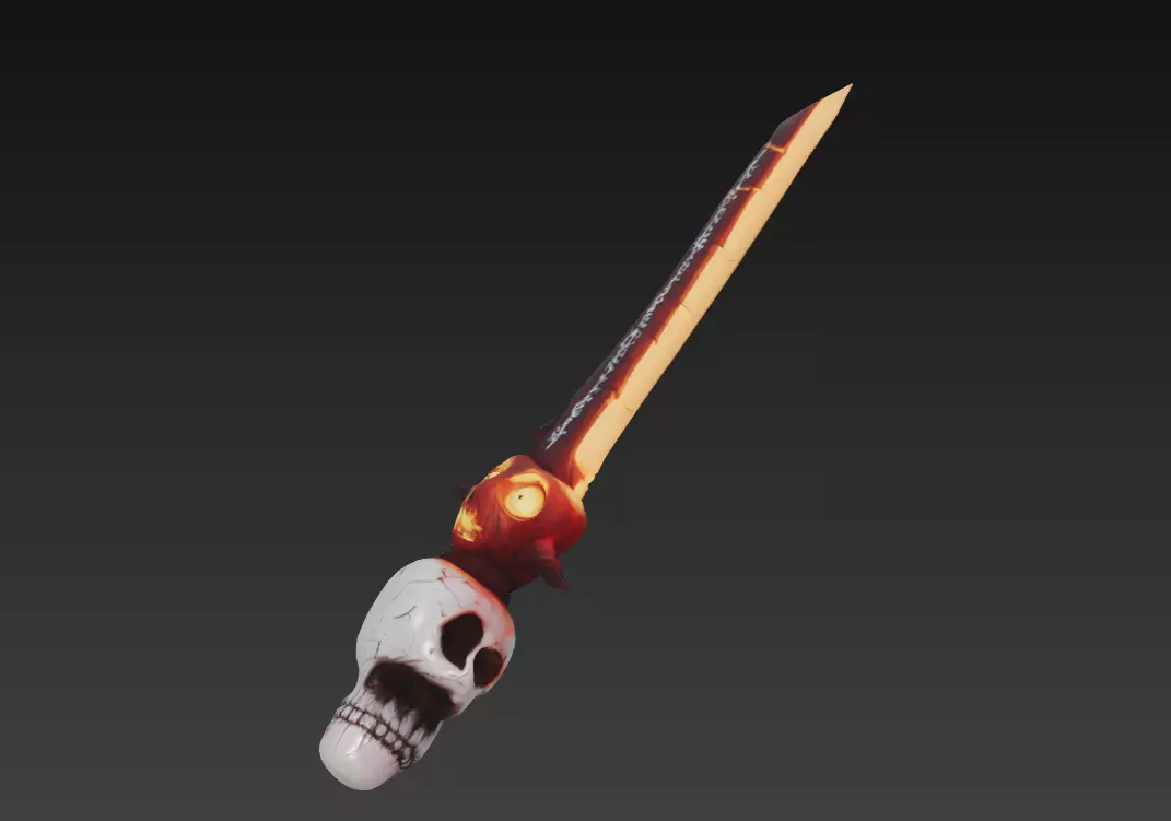Skullfire Blade - Stylized Wireframe Halloween Sword 10K Low-poly 3D model_5