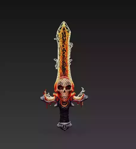 Infernal Skullblade - Stylized Wireframe Demon Sword 10K Low-poly 3D model Infernal Skullblade - Stylized Wireframe Demon Sword 10K Low-poly 3D model