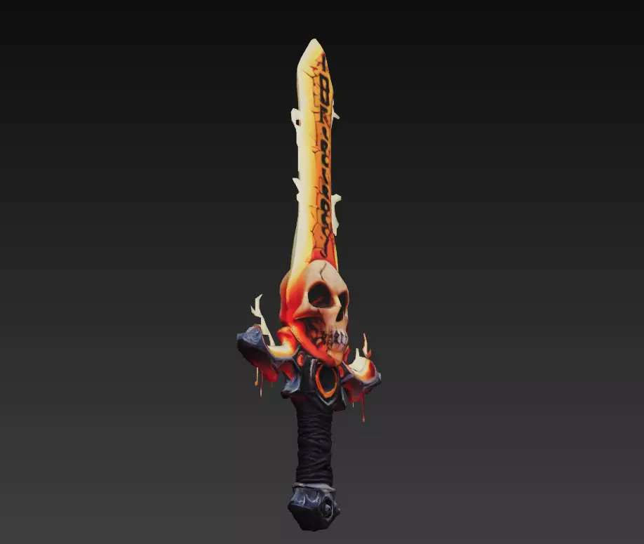 Infernal Skullblade - Stylized Wireframe Demon Sword 10K Low-poly 3D model_1