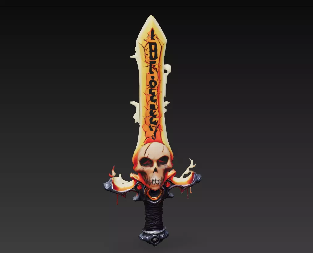 Infernal Skullblade - Stylized Wireframe Demon Sword 10K Low-poly 3D model_6