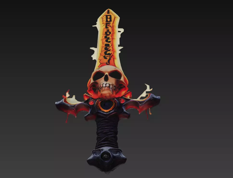 Infernal Skullblade - Stylized Wireframe Demon Sword 10K Low-poly 3D model_8