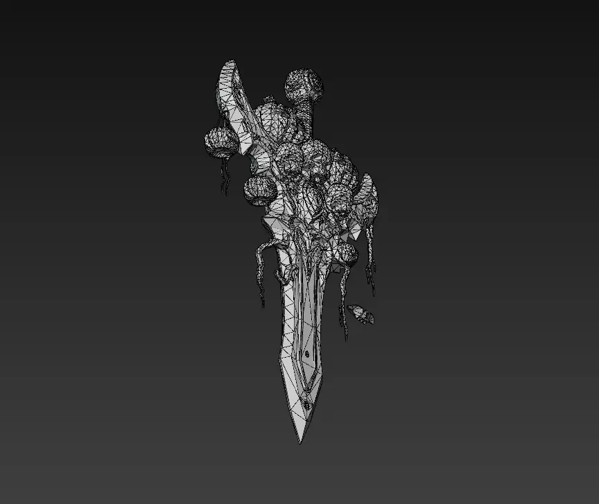 Pumpkin Requiem Sword - Stylized Halloween Skullblade 15K Low-poly 3D model_9