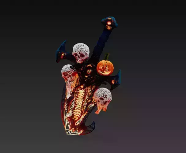 Soulbinder Sword - Stylized Wireframe Skull Pumpkin Blade 15K Low-poly 3D model Soulbinder Sword - Stylized Wireframe Skull Pumpkin Blade 15K Low-poly 3D model