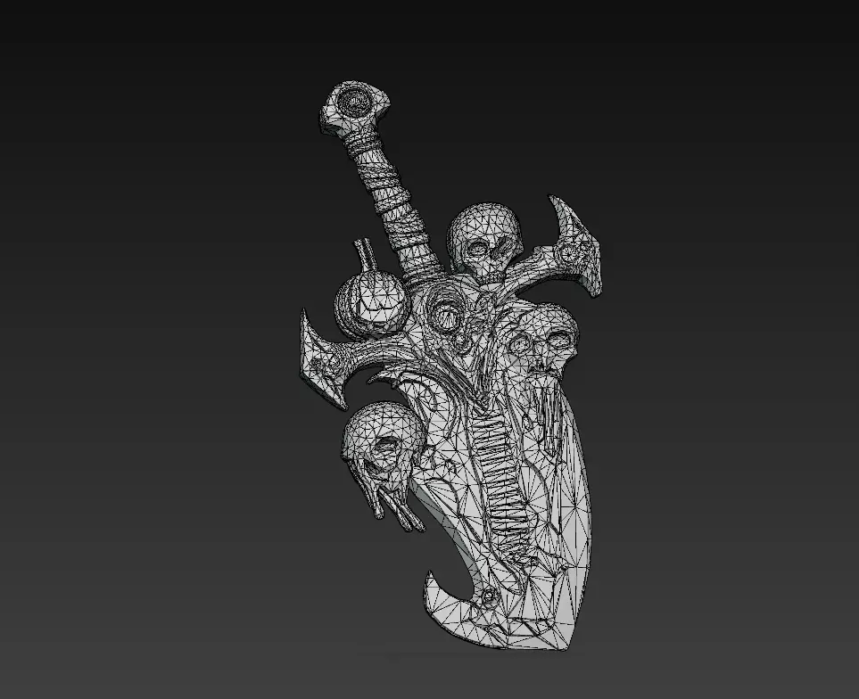Soulbinder Sword - Stylized Wireframe Skull Pumpkin Blade 15K Low-poly 3D model_8