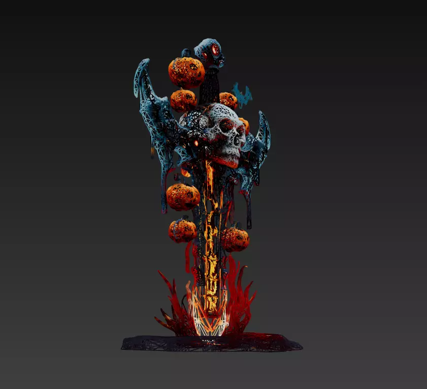 Infernal Harvestblade - Stylized Halloween Sword 17K Low-poly 3D model_2