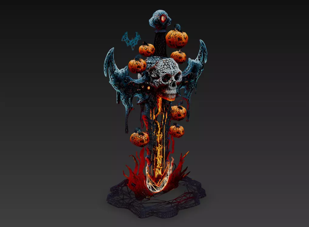 Infernal Harvestblade - Stylized Halloween Sword 17K Low-poly 3D model_4