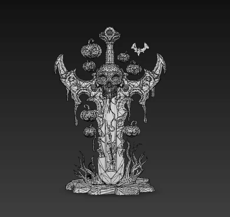 Infernal Harvestblade - Stylized Halloween Sword 17K Low-poly 3D model_8