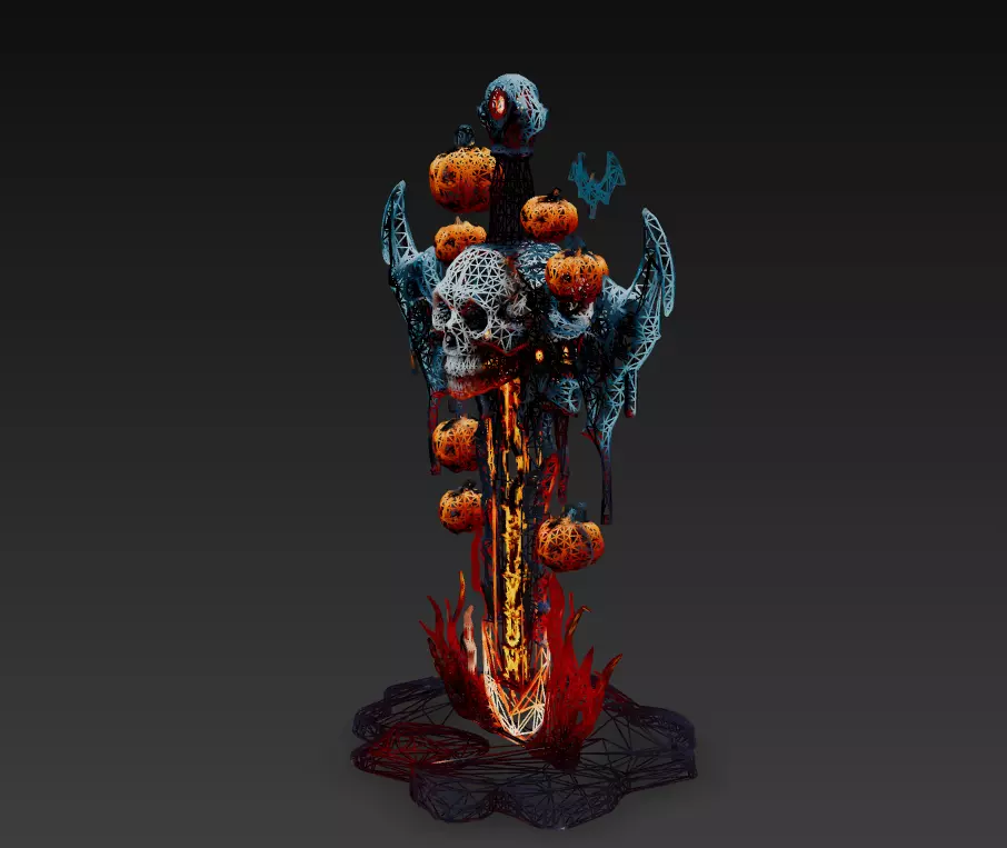 Infernal Harvestblade - Stylized Halloween Sword 17K Low-poly 3D model_1