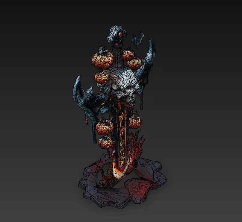 Infernal Harvestblade - Stylized Halloween Sword 17K Low-poly 3D model_7