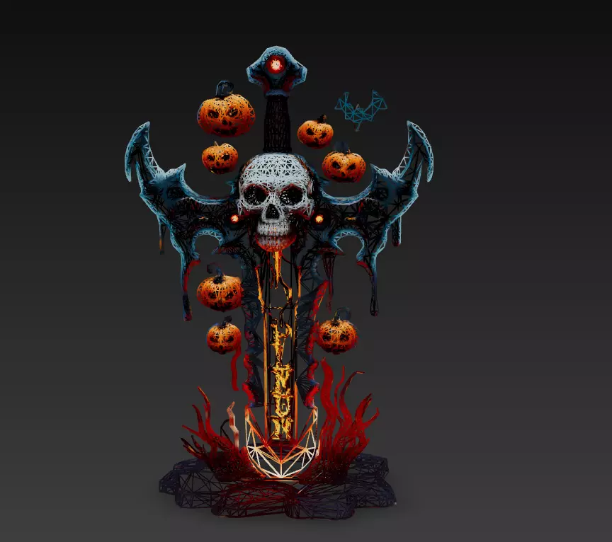 Infernal Harvestblade - Stylized Halloween Sword 17K Low-poly 3D model_0