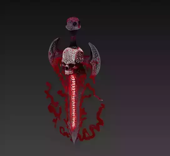 Bloodcurse Blade - Stylized Wireframe Skull Ritual Sword Low-poly 3D model Bloodcurse Blade - Stylized Wireframe Skull Ritual Sword Low-poly 3D model