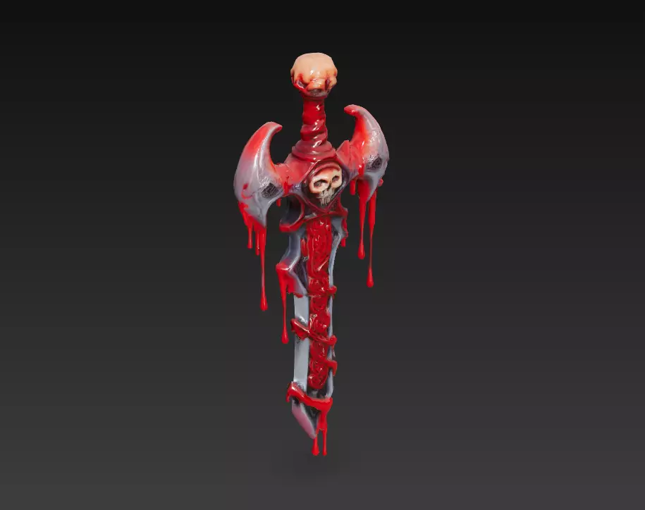 Crimson Reaperblade - Stylized Blood-Soaked Skull Sword 15K Low-poly 3D model_3