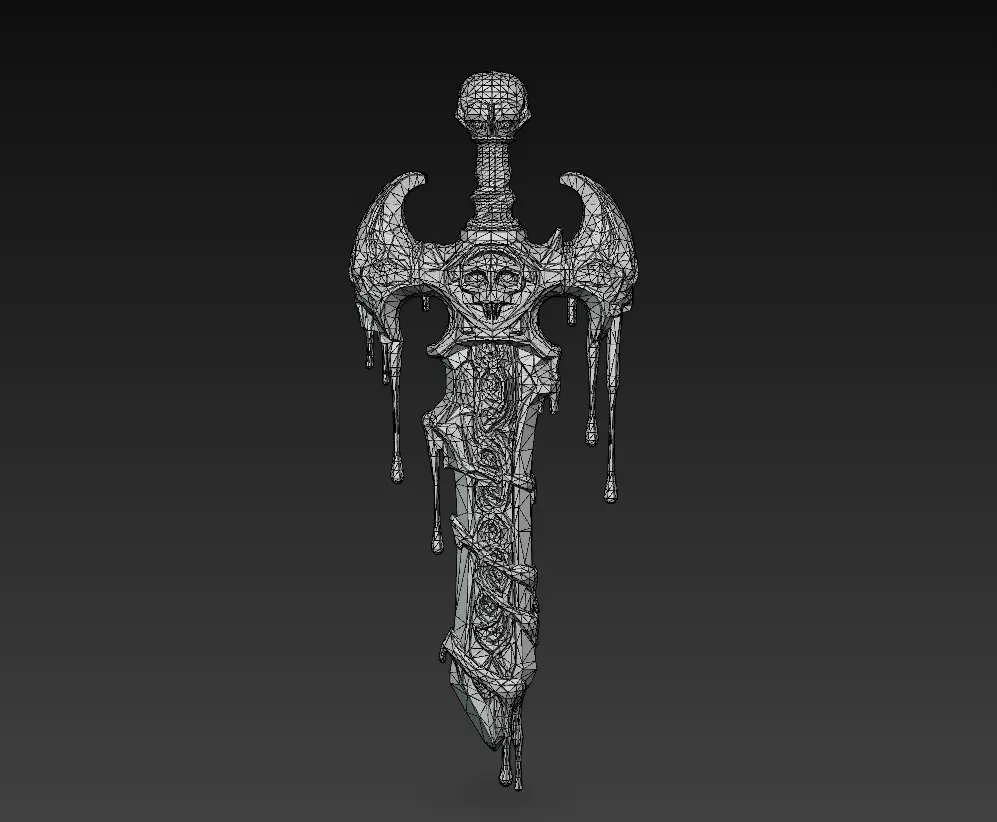 Crimson Reaperblade - Stylized Blood-Soaked Skull Sword 15K Low-poly 3D model_6